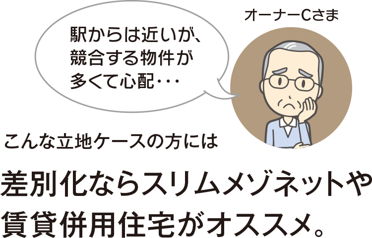 差別化ならスリムメゾネットや賃貸併用住宅がオススメ。